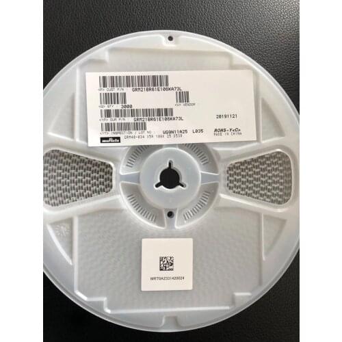 0805 106 GRM21BR61C106KE15LChip capacitors GRM21BR61E106KA73L 0805 10uF 25V ± 10% Tolerance X5R SMT Multilayer Ceramic Capacitor