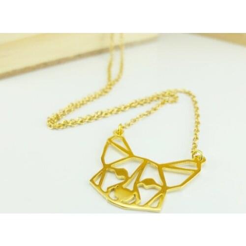 Trendy Corgi Necklace Women Origami Statement Necklace Welsh Corgi Jewelry