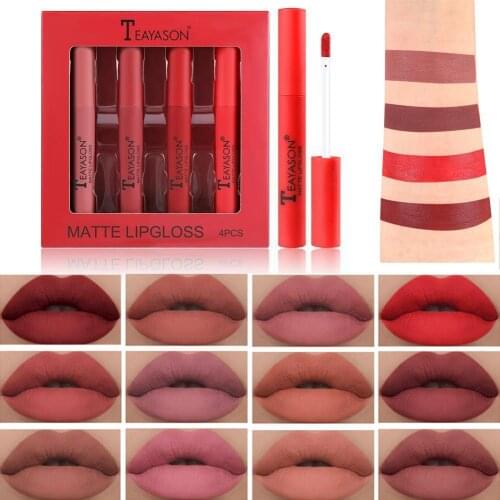 Velvet Matte Lipstick Set Lip Gloss Set Box Pumpkin Fade Matte Color Non-stick Not Cup Does V3K9