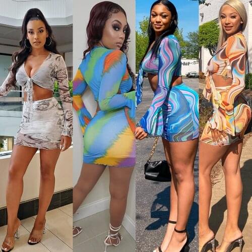 Summer New Products Fashion Ladies Two-Piece Sexy Ultra-Thin Ultra-Short Net Yarn Nightclub Short Skirt Halter Umbilical Suit