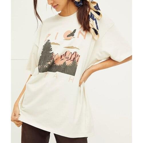 New Products Womens Summer White T-shirt Park Print T-shirt Casual Street Top hort-sleeved T-shirt for womens clothing