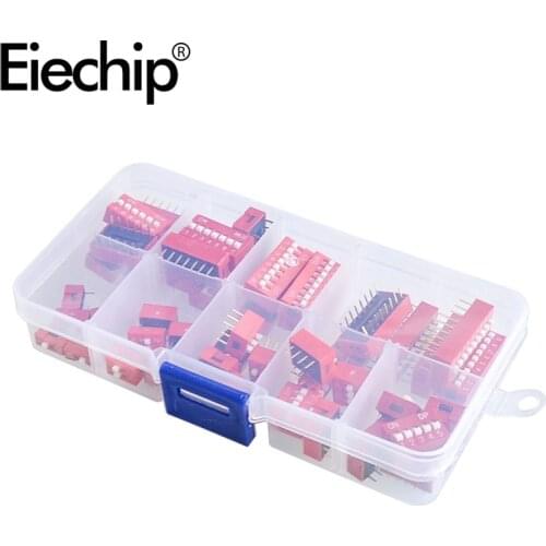 45PCS/Lot Slide Type Switch Dip Switch DIY Electronics Kit ,Red 2.54mm Pitch Toggle Switch 9 value 1P 2P 3P 4P 5P 6P 7P 8P 9P
