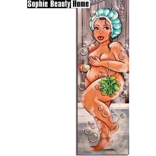 Full Square Round Drill 5D DIY Diamond Painting bathroom fat lady 3D Embroidery Cross Stitch Mosaic Rhinestone Home Decor Gift