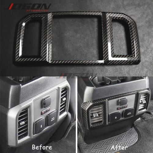 Real Dry Carbon Fiber For Ford F150 F-150 Raptor 2017-2020 Car Accessories Armrest Rear Back Seat Air Vent AC Outlet Trim