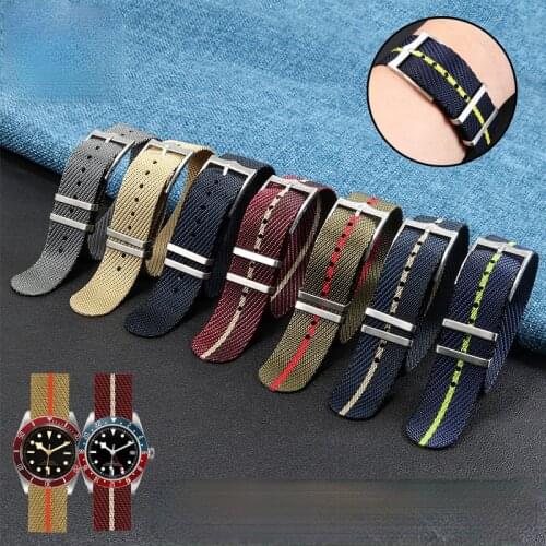 Nylon Watch Strap for Tudor 1958-Type Woven Strap Little Red Flower Waterproof for Omega Rolex/seiko Nato Black Bay Watchband