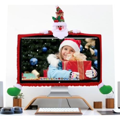 Christmas Compute Cover Decor Snowman Santa Claus Cover Decor Suit For 19-27 inch PC For Home Xmas Navidad 2020 Happy New Year