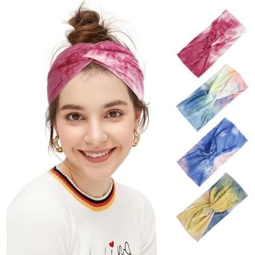 Ruoshui Tie Dye Corssed Headband For Woman Girls Chic Width Hairband Hair Accessories Headwear Retro Ornaments Headwrap Turban