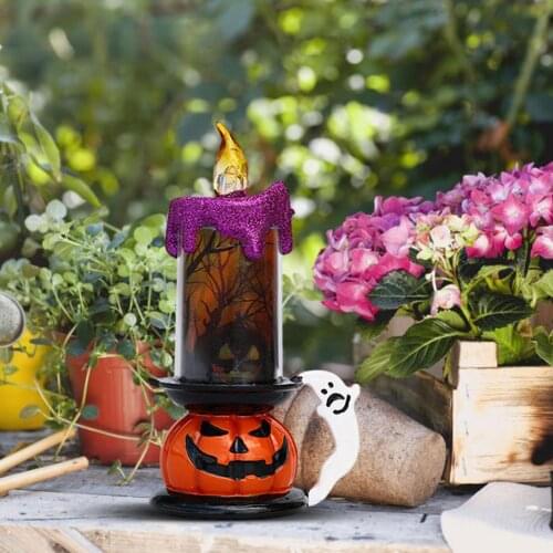 Halloween LED Skull Pumpkin Candle Lamp Festival Bar Home Party Electronic Candle Decoration Lights In Home Decoration Art
