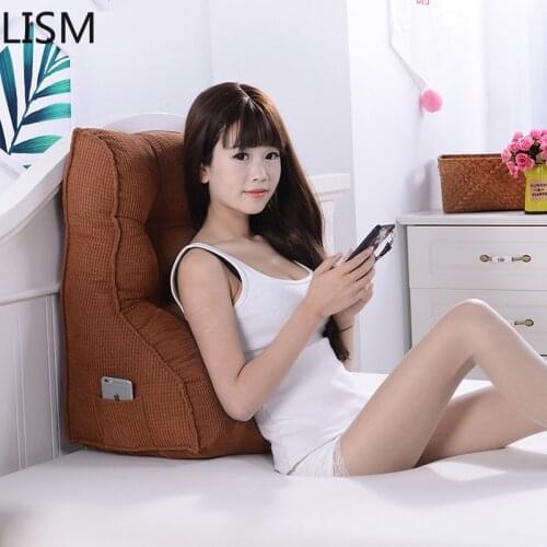 Triangle Cushion Backrest Neck Waist Soft Tatami Solid Color Cojines Home Decor Pillow for Bed Big Dedroom Reading Pillow