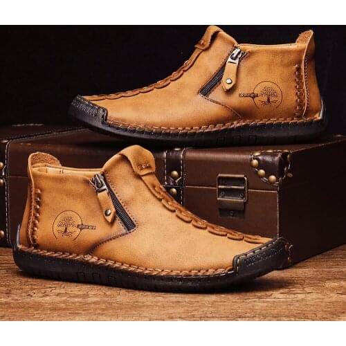 Outdoor Sport Sneaker Male Footwear Ankle Boot New Microfiber Mens Motorcycle Boots Man Walking Shoes Zapatillas Hombre 38-48