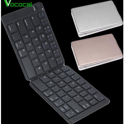 Vococal Portable Foldable Slim Wireless Bluetooth Keyboard Key Board Pad Keypad Rechargeable for Windows Android IOS Phone