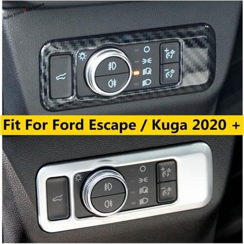 Yimaautotrims Front Head Lights Headlight Headlamp Switches Button Cover Trim Fit For Ford Escape / Kuga 2020 2021 Interior Kit