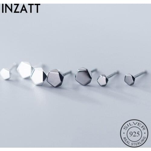 INZATT Real 925 Sterling Silver Geometric Polygon Stud Earrings For Fashion Women MInimalist Fine Jewelry 2019 Accessories Gift