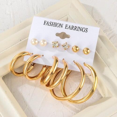 Womens Earrings Statement Geometric Hoop Earrings Set for Women Bohemia Fashion Vintage Punk Stud Earrings 2021 Trend Jewelry
