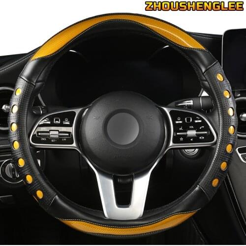 ZHOUSHENGLEE Microfiber Leather Car Steering Wheel Cover Dodges Viper Caliber Journey Ram 1500 Challenger Charger Nitro Durango