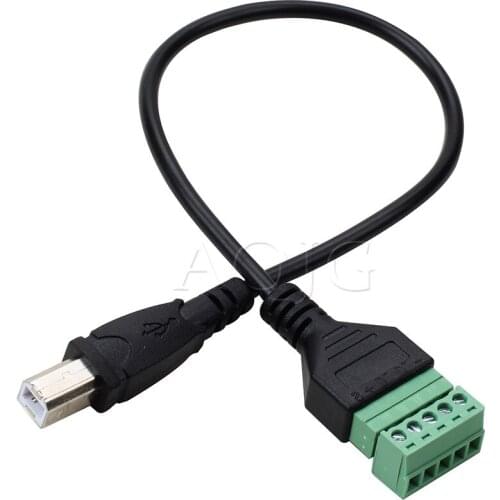 1pcs 1FT Print Cable Male to 5 Pin Screw with Shield Solderless Terminal Plug Adapter Connector Cable Lead 30cm