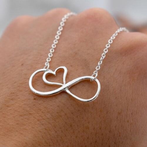 1pcs Infinity Heart necklace Infinite Love Charm Gift Polyamory Lovers Minimalist Jewellery