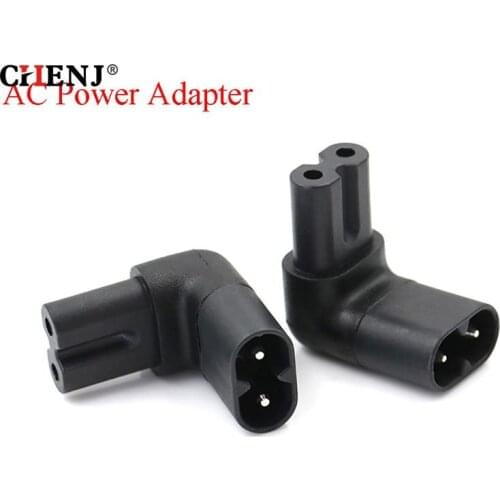 1Pc IEC 320 2-Pin C7 Female To C8 Male Right Angled AC Power Adapter Converter