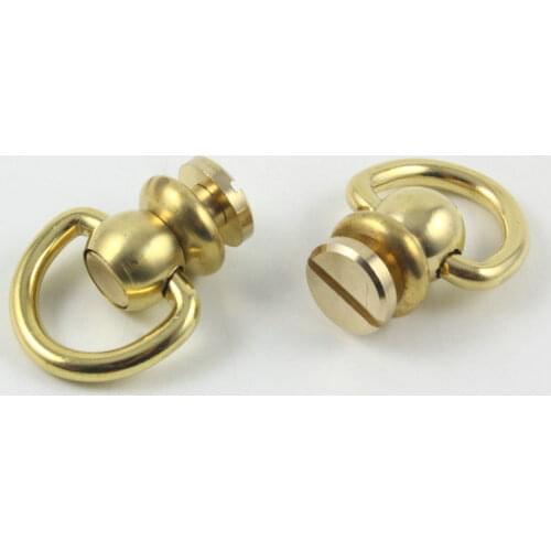 10 Pieces 20mm Leather Craft Belt Solid Brass D Ring Swivel Head Rivet Back / Brass Color