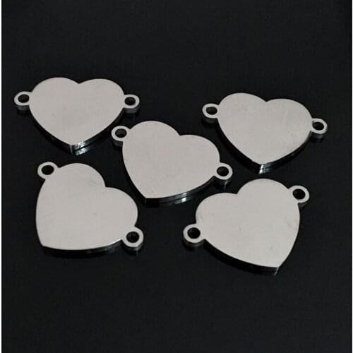 10pcs Peach Love Stainless Steel Charm Two Hole Stainless Steel Connect Charm for DIY Cord Bracelet Necklace Making