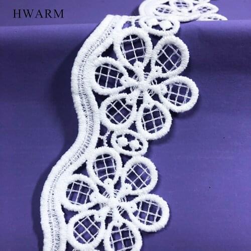 20yard 5.2cm High Quality White Plum Blossom African Lace Fabric 2021 For Dresses Milk Silk Sewing Trim Embroidery Wave Ribbon