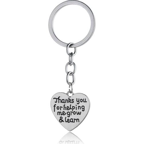 36PC Thanks You For Helping Me Grow & Learn Keyrings Heart Charm Pendant Keychains Women Men Teachers Jewelry Thanksgiving Gift