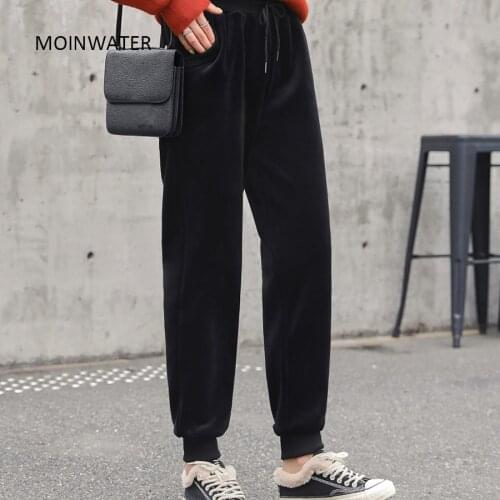 MOINWATER 2021 New Women Black Pants Lady Casual Trousers Female Soft Long Pants MP2021