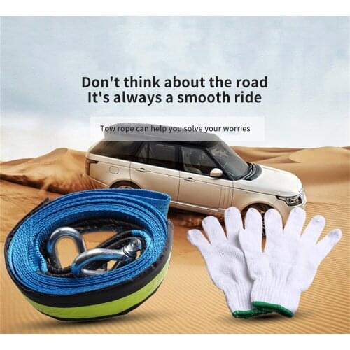Car Tow Strap Racing Recovery Towing cable Strap Belt Auto Winch Rope Nylon 5M 8Tons Heavy Duty Off Road Accessories Metal Hooks