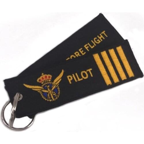 European and American personality crown embroidered key chain, black pilot aviation memorial key chain, knapsack pendant, can be