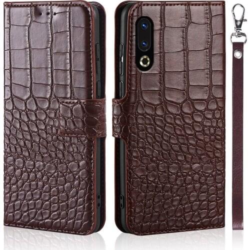 Flip Phone Case For Meizu 16S Cover Original Crocodile Texture Leather Book Design Luxury Coque Wallet Capa Strap Card Holder