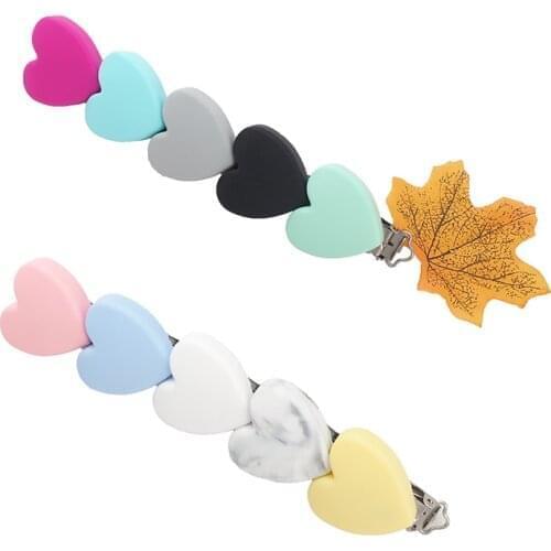 Chenkai 50PCS Silicone Heart Shaped Clips Baby Dummy Pacifier Clip BPA Free For DIY Infant Necklace Pacifier Chain Accessories