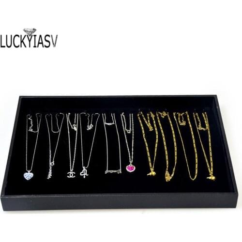 High Leve Black Velvet Jewelry Display Tray Necklace Pendant Chain Jewelry Tray Plate Holder Display