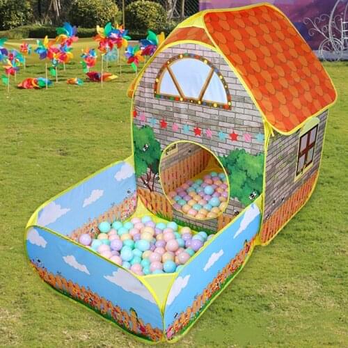 Children Crawling Folding Tent House Pop Up Tents House With Courtyard Garden Boys Girls Play Tent Ball Pool Children Gift