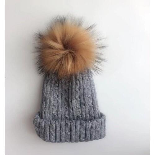 Baby winter hat scarf set Dual use for mother kids childrens faux fur pom pom toddler infant cap props for boys and girls child