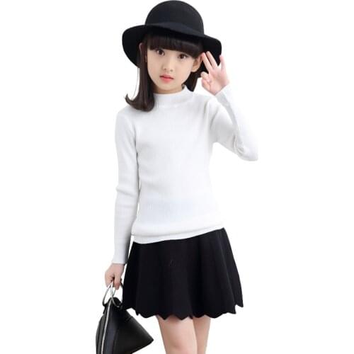 Kids Sweaters Solid Color Turtleneck Cardigan Girls Casual Style Kids Knitted Sweater Spring Autumn Kids Clothes Girl