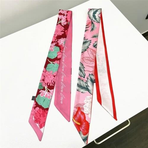 Designer bag scarf 2021 summer new listing floral print luxury brand ladies small silk scarf long strip beach shawl scarf ME
