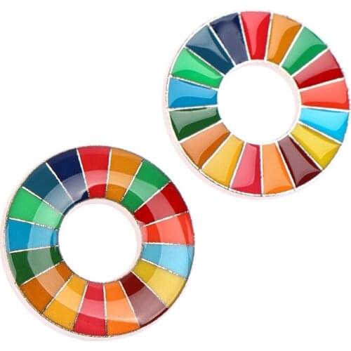 Enamal 17 Colors Sustainable Development Goals Brooch United Nations SDGs Pin Badge Fashion Rainbow Pins For Women Men