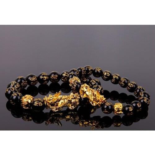 Feng Shui Obsidian Wealth Bracelet Discoloration Pixiu Red String Braided Bracelet Leading Rune Bead Lucky DIY Wholesale Beads