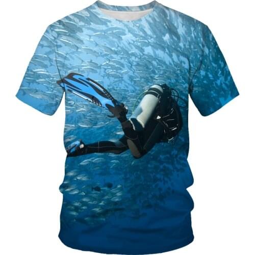 Dive into the sea Underwater T shirts Diving Fish Men Women Casual Fashion Tshirt Short Sleeve Streetwear Tees Top Clothes
