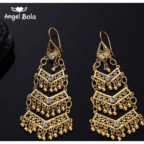 Gold Color Tassel Earrings for Women Bohemian Earrings Dangle Drop Earring Muslim Islamic Female Allah Turkish Jewelry