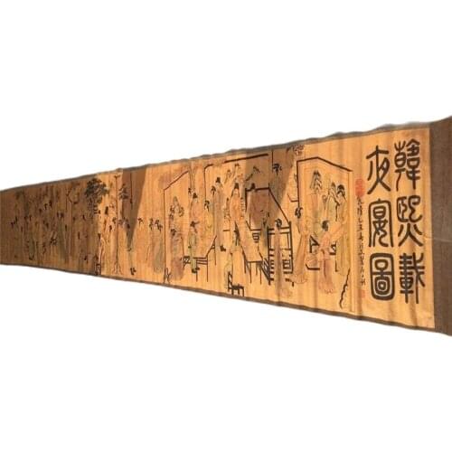 China Ancient Picture Paper Long Scroll Painting Banquet Tu