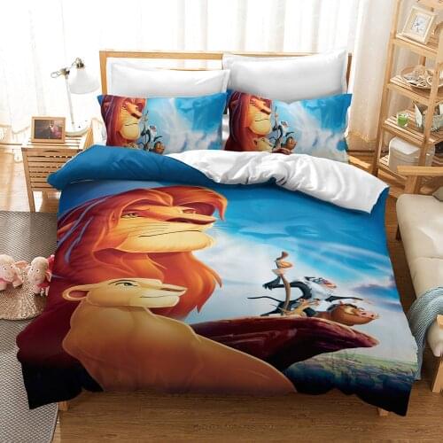 Disney The Lion King Movie Characters 3D Quilt Cover Pillowcase Bedding Home Decor Children Room Boys Summer Cartoon Quilt Set