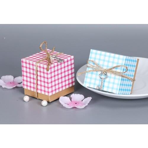 10Pcs Pearlscent Paper Box Laser Plaid Shirt Favors Box Gifts Candy Boxes With Rope Baby Shower Wedding Birthday Party Supplies