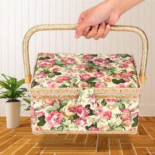 Fashion Household Fabric Craft Sewing Tool Needle Thread Basket Fabric Household 3 Colors Sewing Box Organizer Sewing Accessorie