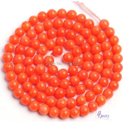 High Quality 4mm Natural Orange Coral Round Shape DIY Gems Loose Beads Strand 15" Jewelry Making w708