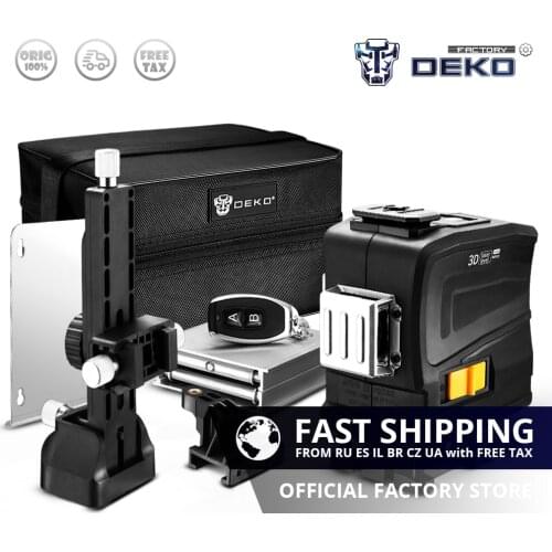 DEKO LL12-GTD New 12 Lines 3D Green light Horizontal&Vertical Lines Laser Level with Remote Control,High-Precision,Self-Leveling