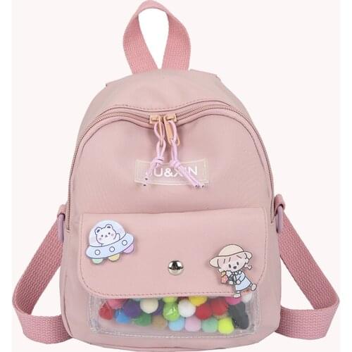Lovely Preppy Style Women Canvas Backpack Knapsacks with Cartoon Badge Casual Girls Kids Small Handbags Rucksack Shoulder Bag