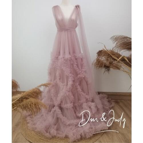 DON&JUDY Fashion Ruffles Tulle Robes Women Maternity Dress Photo Shoot Extra Puffy Long Train Maternity Dresses Photography 2021