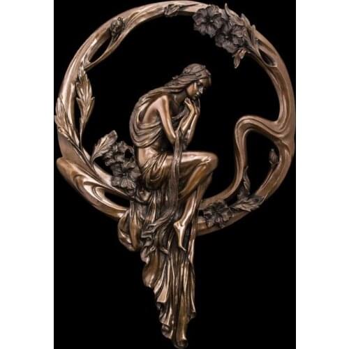 70 CM Western Art Deco Bronze Women Girl fair maiden fairy maiden Wall Sculpture