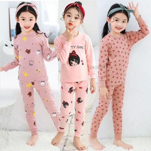NEW Kids Boys Girls Full Sleeve Pajamas Set Cute Cartoon Cotton Nightwear Children Sleepwear Clothing Baby Pyjamas Kids 2-14Year